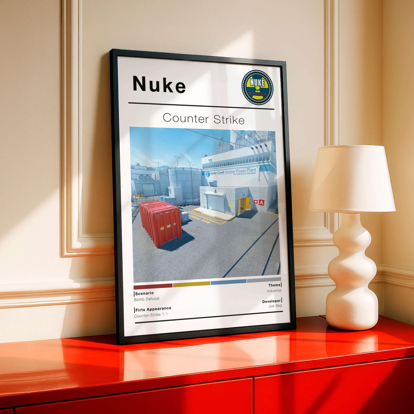 Poster Csgo Nuke Map, Minimalist Fps Game Wall Art, Gaming Room Decor