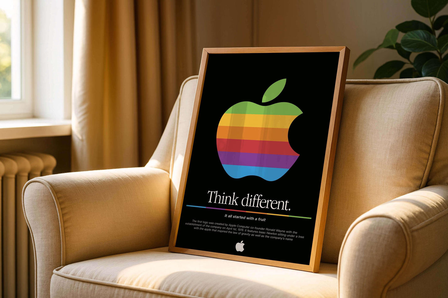 Epic Poster Logo Apple 1976 Black, Wall Decor, Logo Printable Art For Lovers & Office