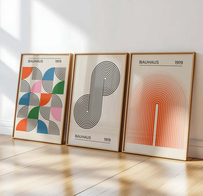 Bauhaus Wall Art Set: Retro Abstract Exhibition Posters