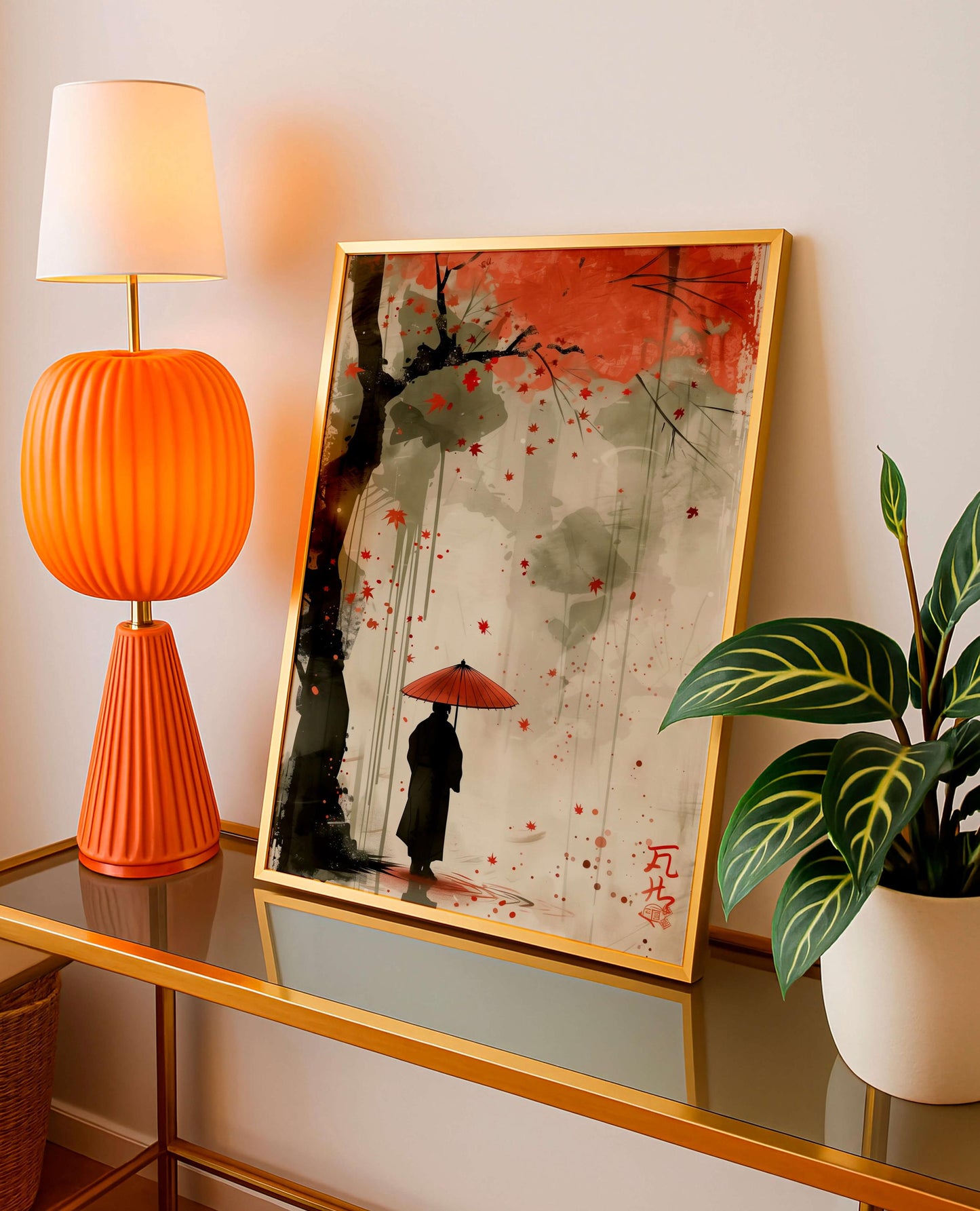 Samurai Poster, Japanese Warrior Wall Art, Modern Asian Decor