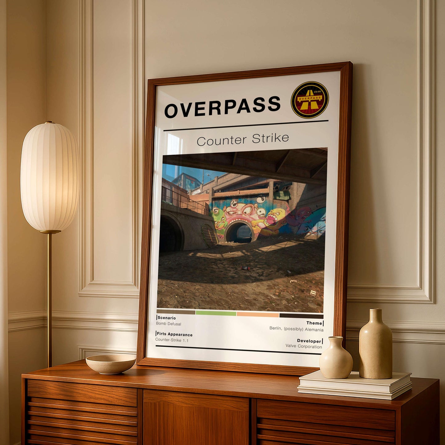 Poster Csgo Map Overpass, Minimalist Vertical, Gaming Room Decor,