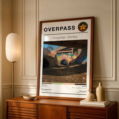 Poster Csgo Map Overpass, Minimalist Vertical, Gaming Room Decor,