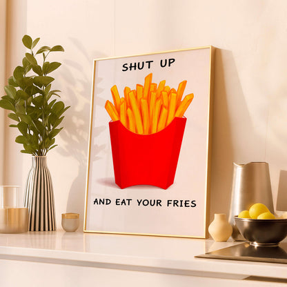 Funny Fries Poster, Kitchen Humor Art Print, Wall Art Prints
