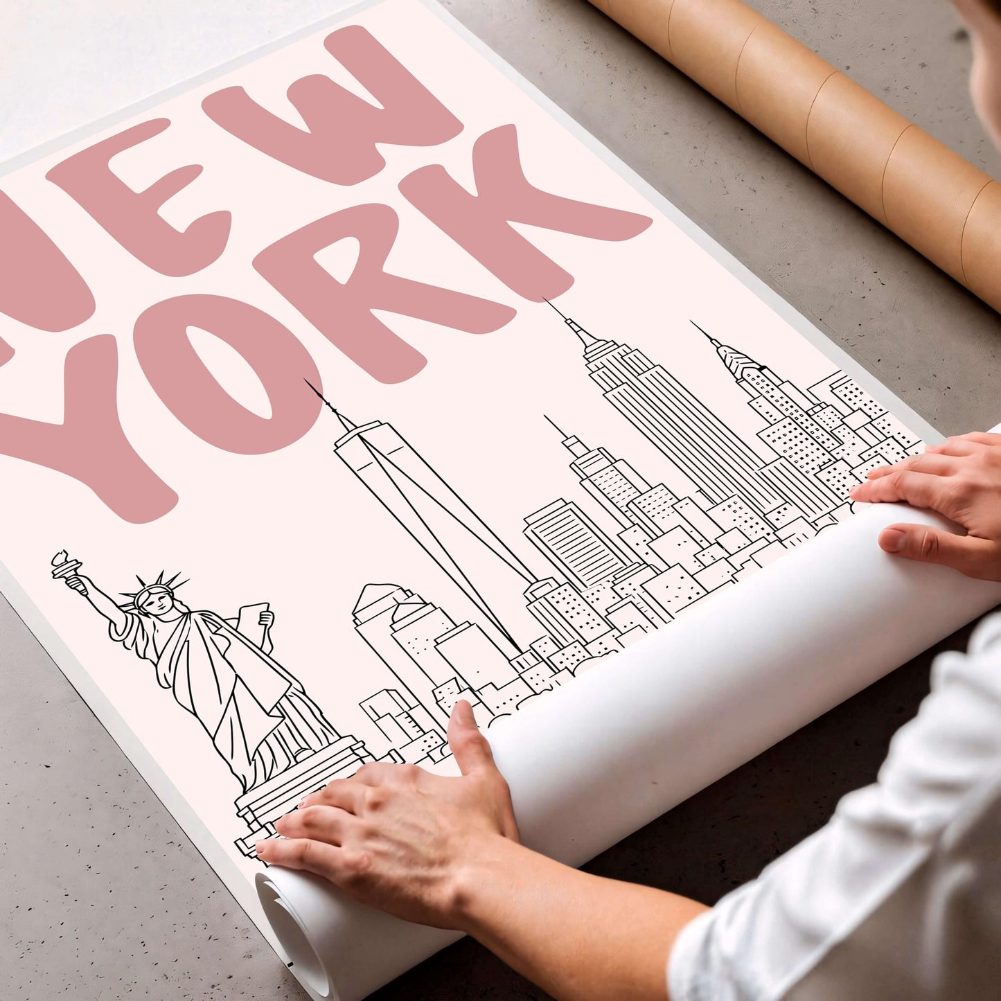 New York City Skyline Art Print, Minimal Nyc Wall Art Poster