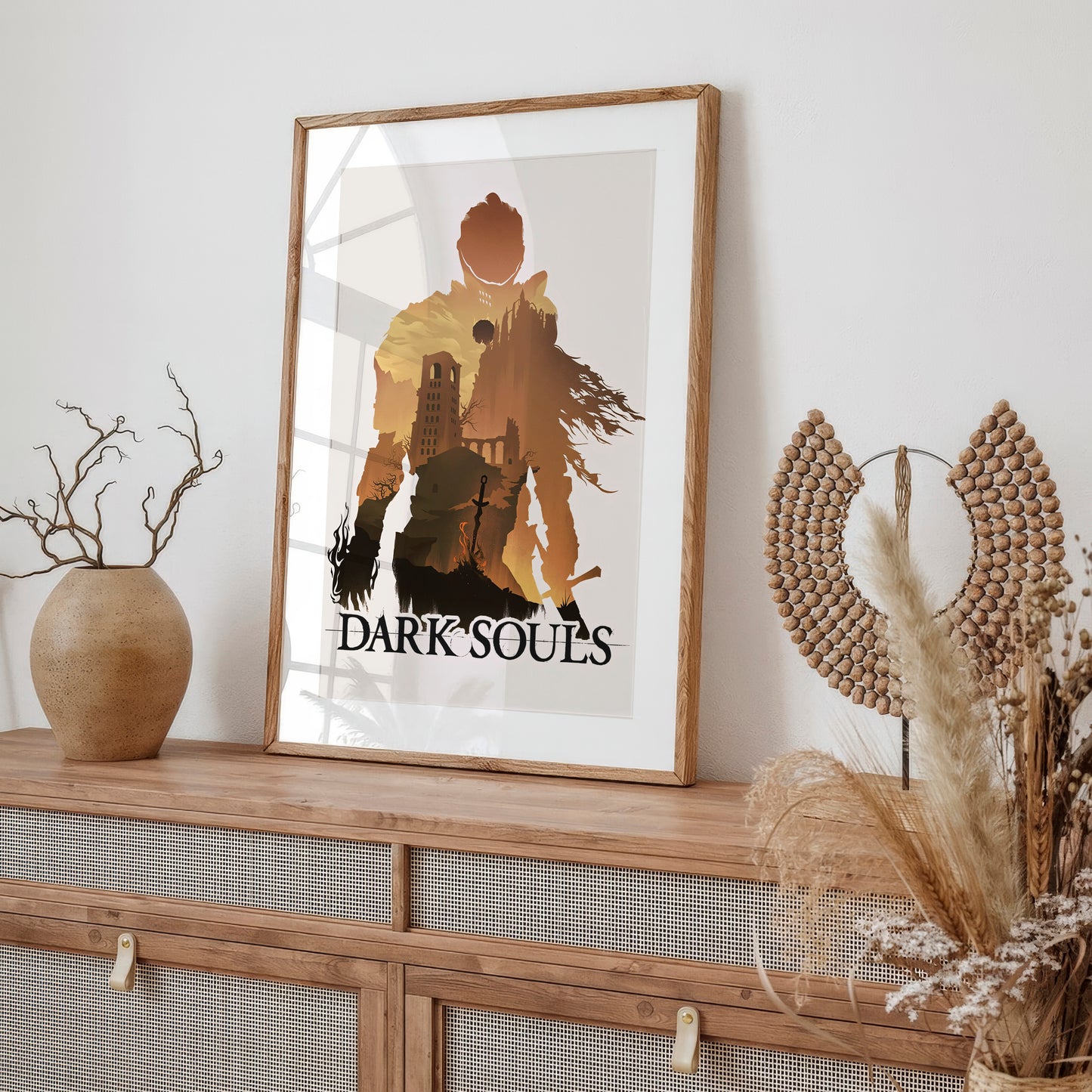 Dark Fantasy Silhouette Poster, Medieval Castle Wall Art, Minimal Aesthetic Print