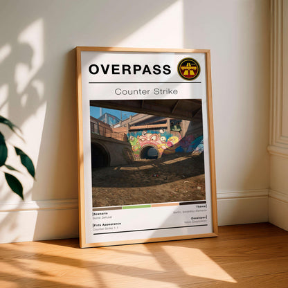 Poster Csgo Map Overpass, Minimalist Vertical, Gaming Room Decor,