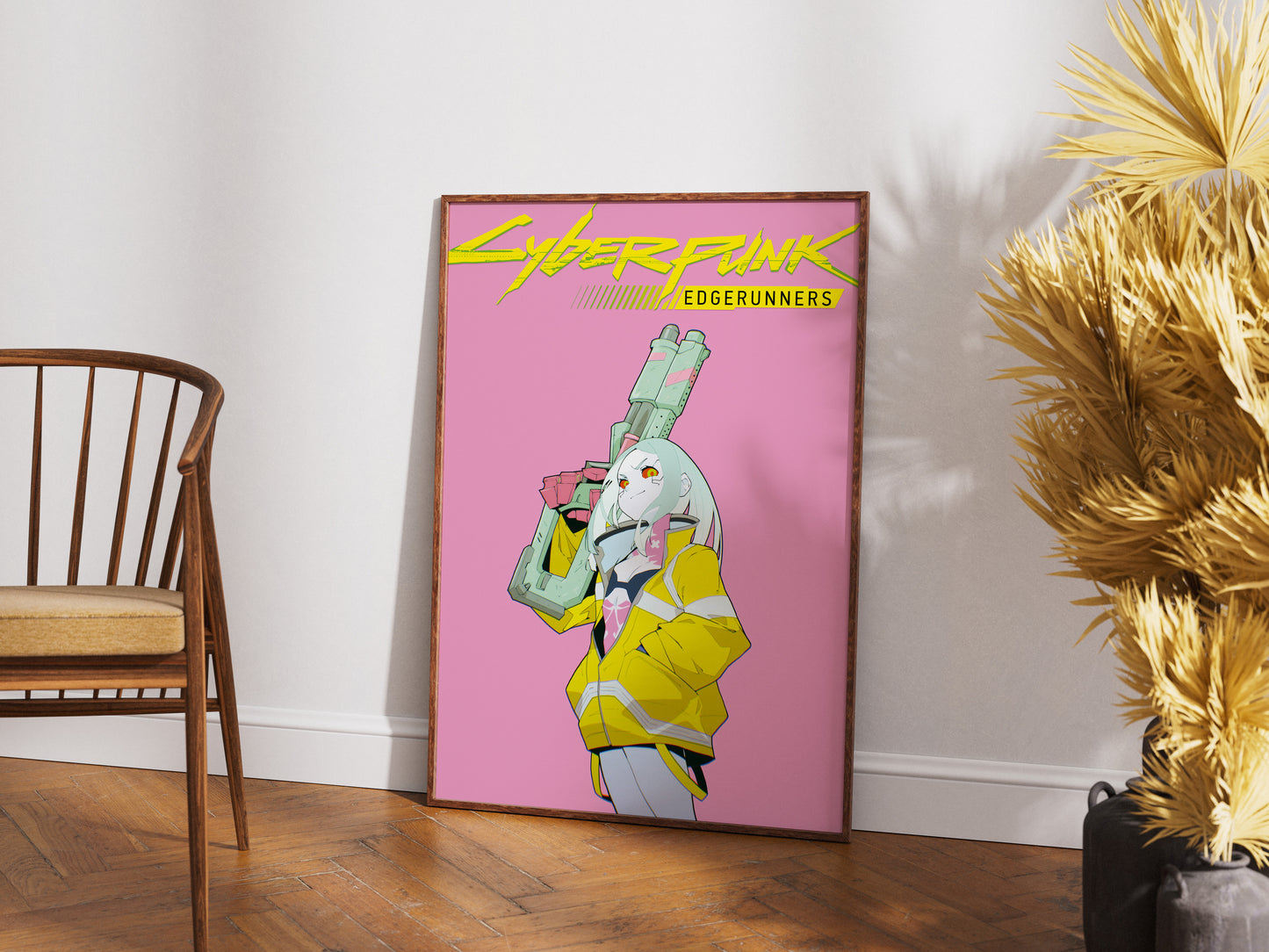 Cyberpunk Anime Girl Poster, Futuristic Neon Wall Art, Gamer Room Decor Mockups
