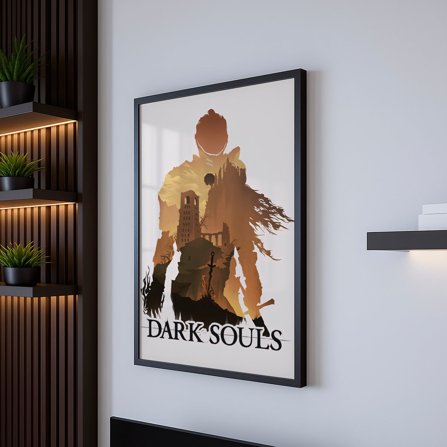 Dark Fantasy Silhouette Poster, Medieval Castle Wall Art, Minimal Aesthetic Print