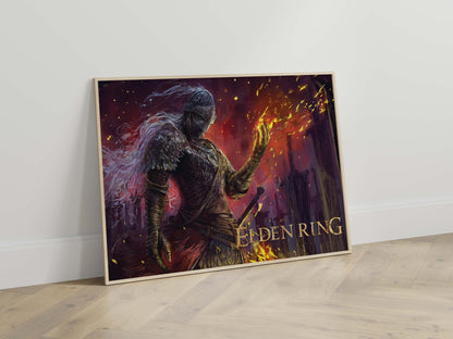 Elden Ring Valkyrie Warrior Poster Dark Fantasy Wall Art Medieval Gamer Room Decor Epic Game Print