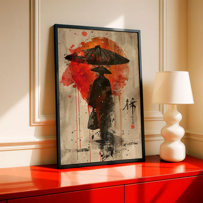 Samurai Poster, Japanese Warrior Wall Art, Modern Asian Decor