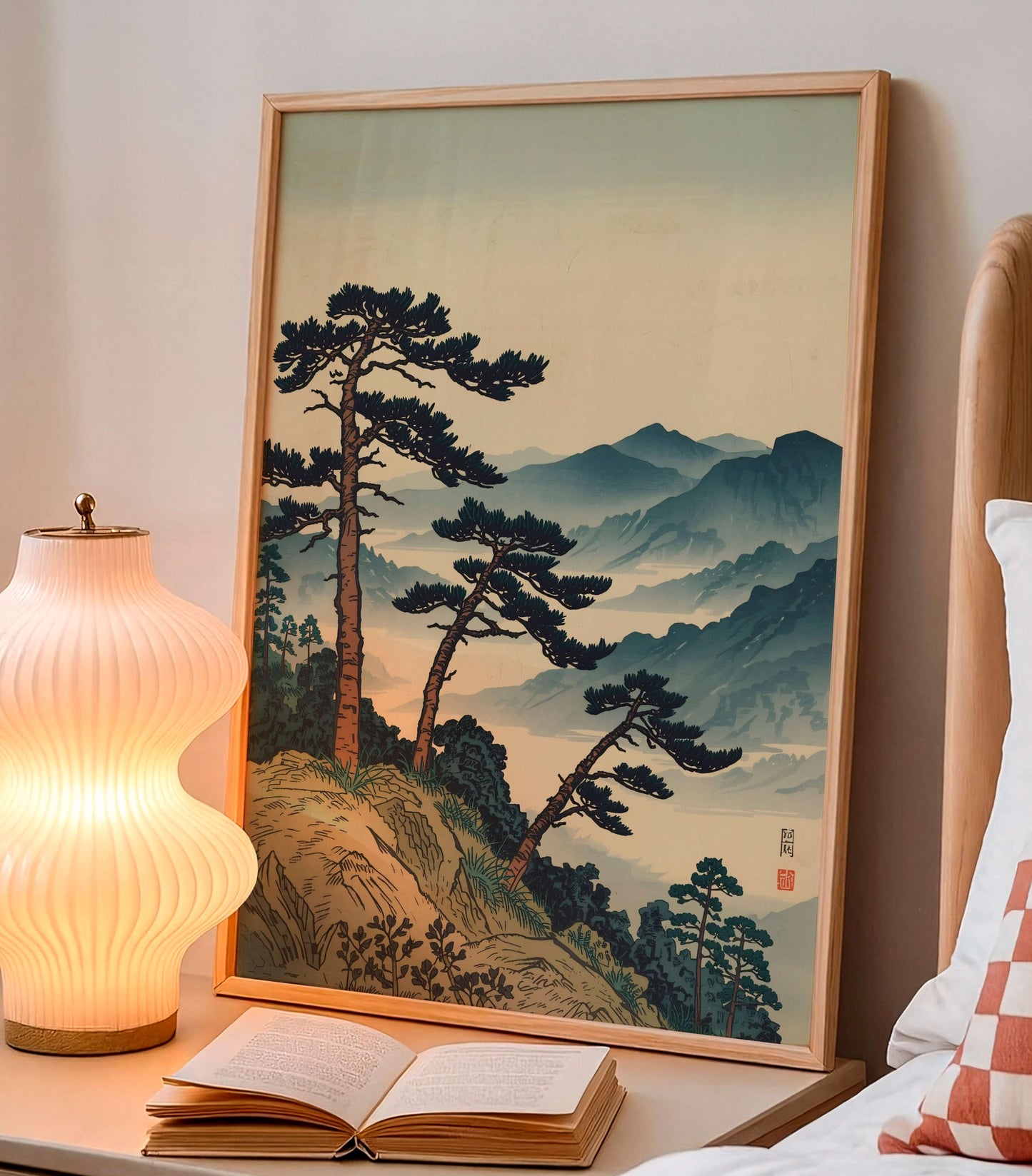 Ukiyo, E Japanese Landscape Poster, Mountain Pine Tree Art Print