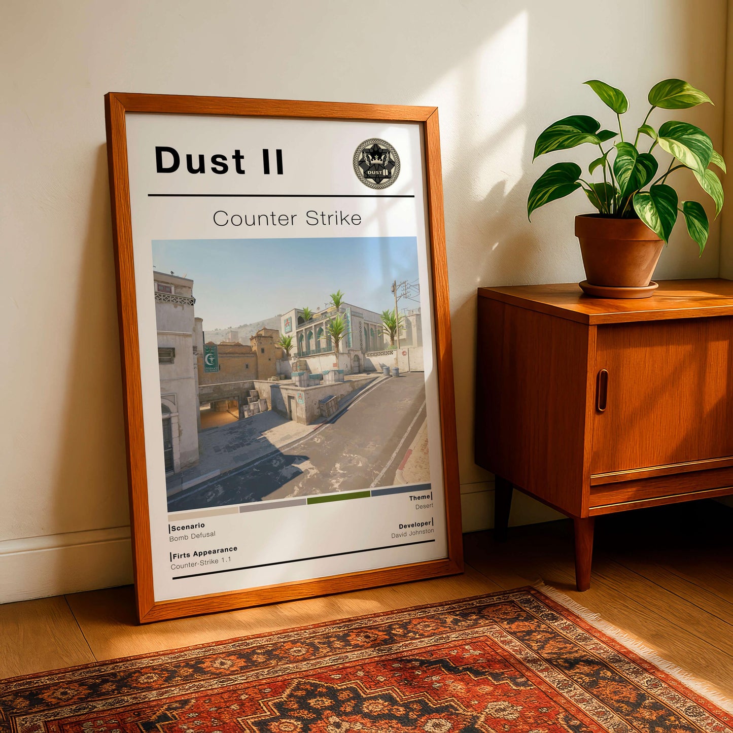 Csgo Tactical Desert Map Poster, Minimalist Fps Game Wall Art, Gaming Room Decor