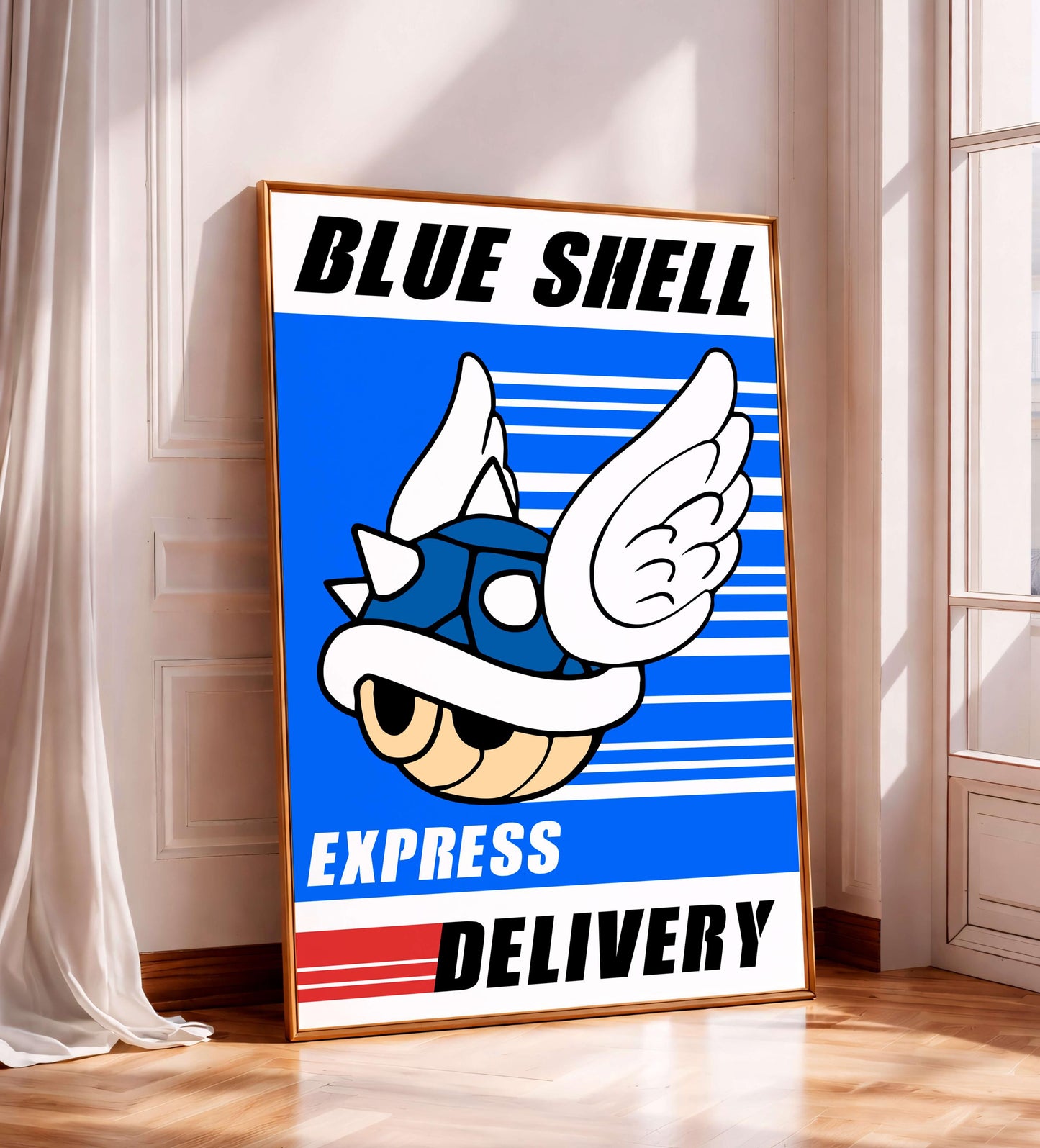 Mario Blue Shell Poster, Gaming Wall Art, Funny Gamer Print, Teen & Kids Bedroom
