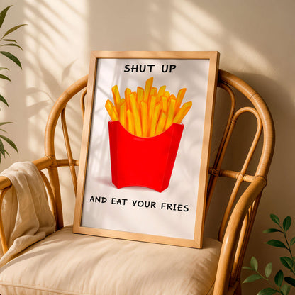 Funny Fries Poster, Kitchen Humor Art Print, Wall Art Prints