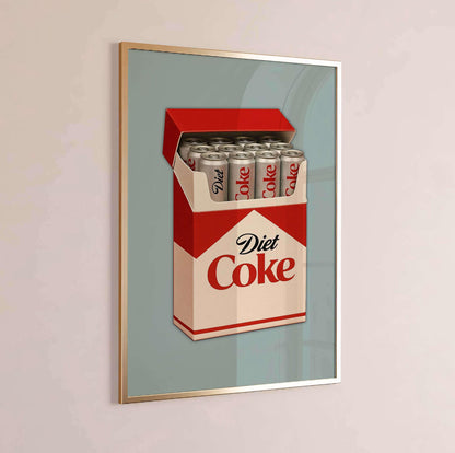 Diet Coke Poster, Retro Kitchen Wall Art, Minimalist Drink Print