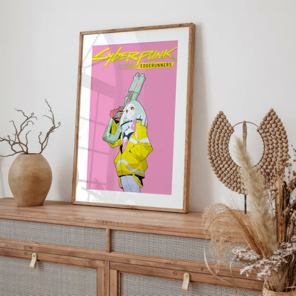 Cyberpunk Anime Girl Poster, Futuristic Neon Wall Art, Gamer Room Decor Mockups