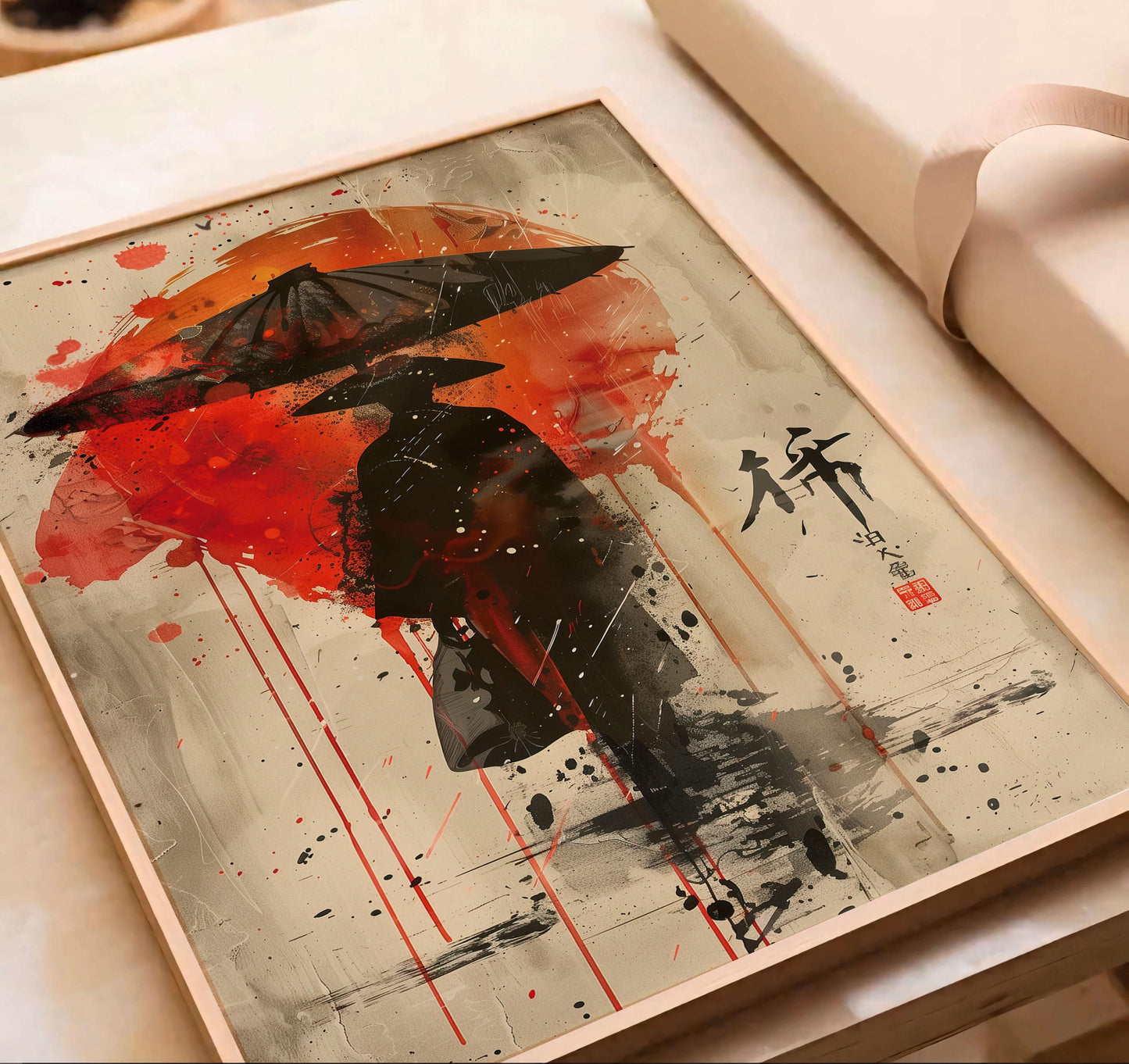 Samurai Poster, Japanese Warrior Wall Art, Modern Asian Decor