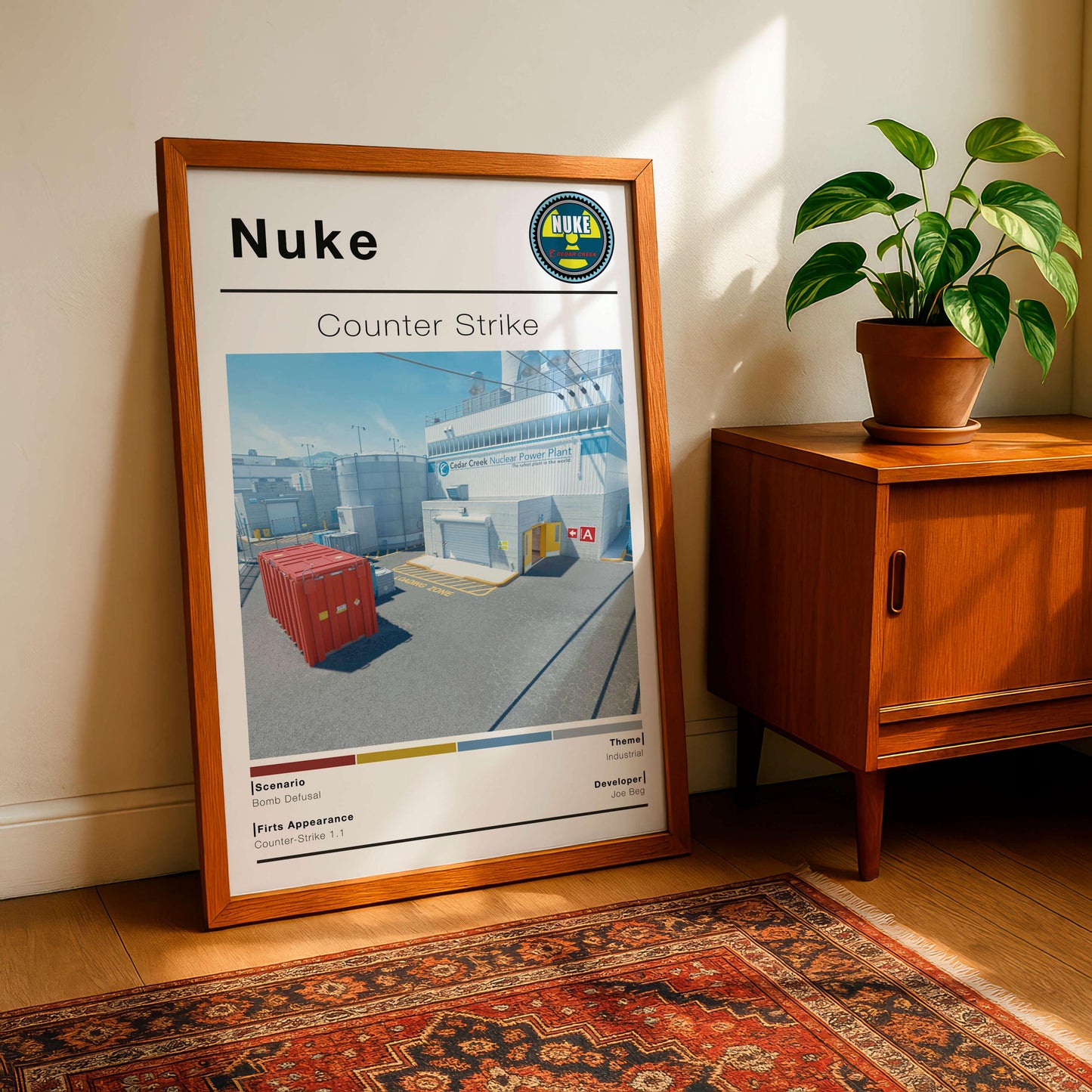 Poster Csgo Nuke Map, Minimalist Fps Game Wall Art, Gaming Room Decor