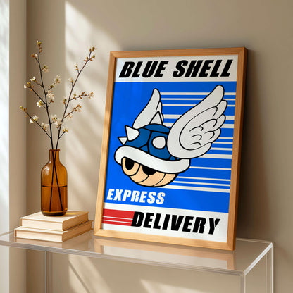 Mario Blue Shell Poster, Gaming Wall Art, Funny Gamer Print, Teen & Kids Bedroom