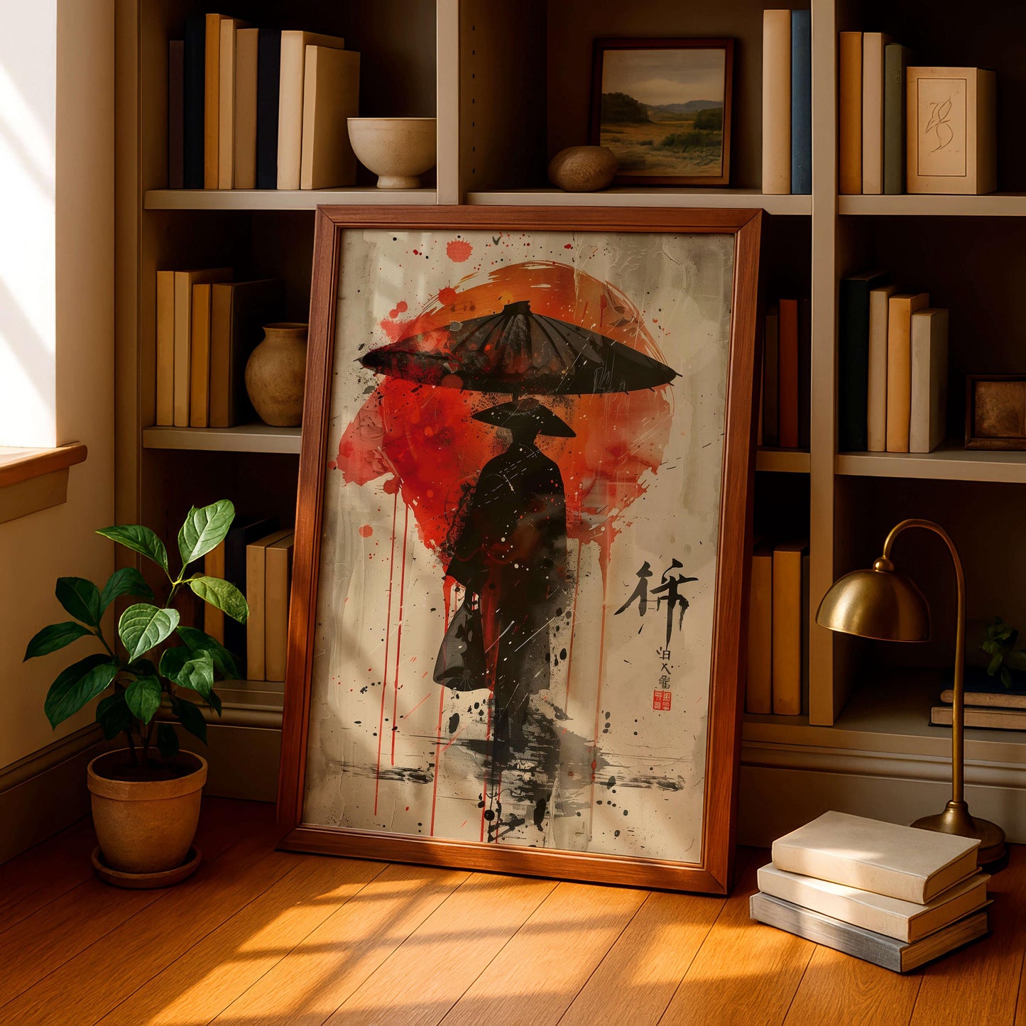 Samurai Poster, Japanese Warrior Wall Art, Modern Asian Decor