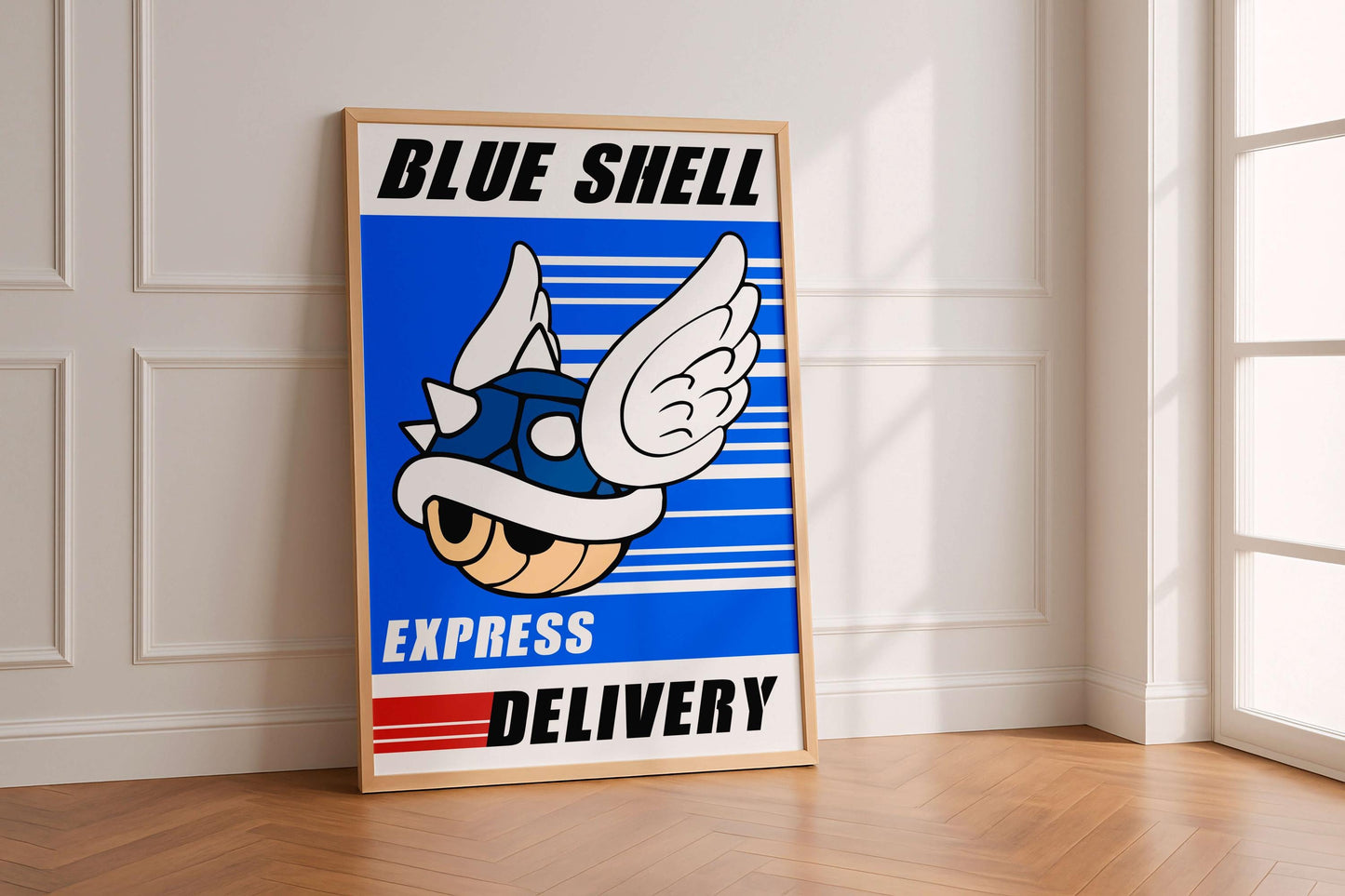 Mario Blue Shell Poster, Gaming Wall Art, Funny Gamer Print, Teen & Kids Bedroom