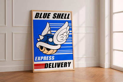 Mario Blue Shell Poster, Gaming Wall Art, Funny Gamer Print, Teen & Kids Bedroom