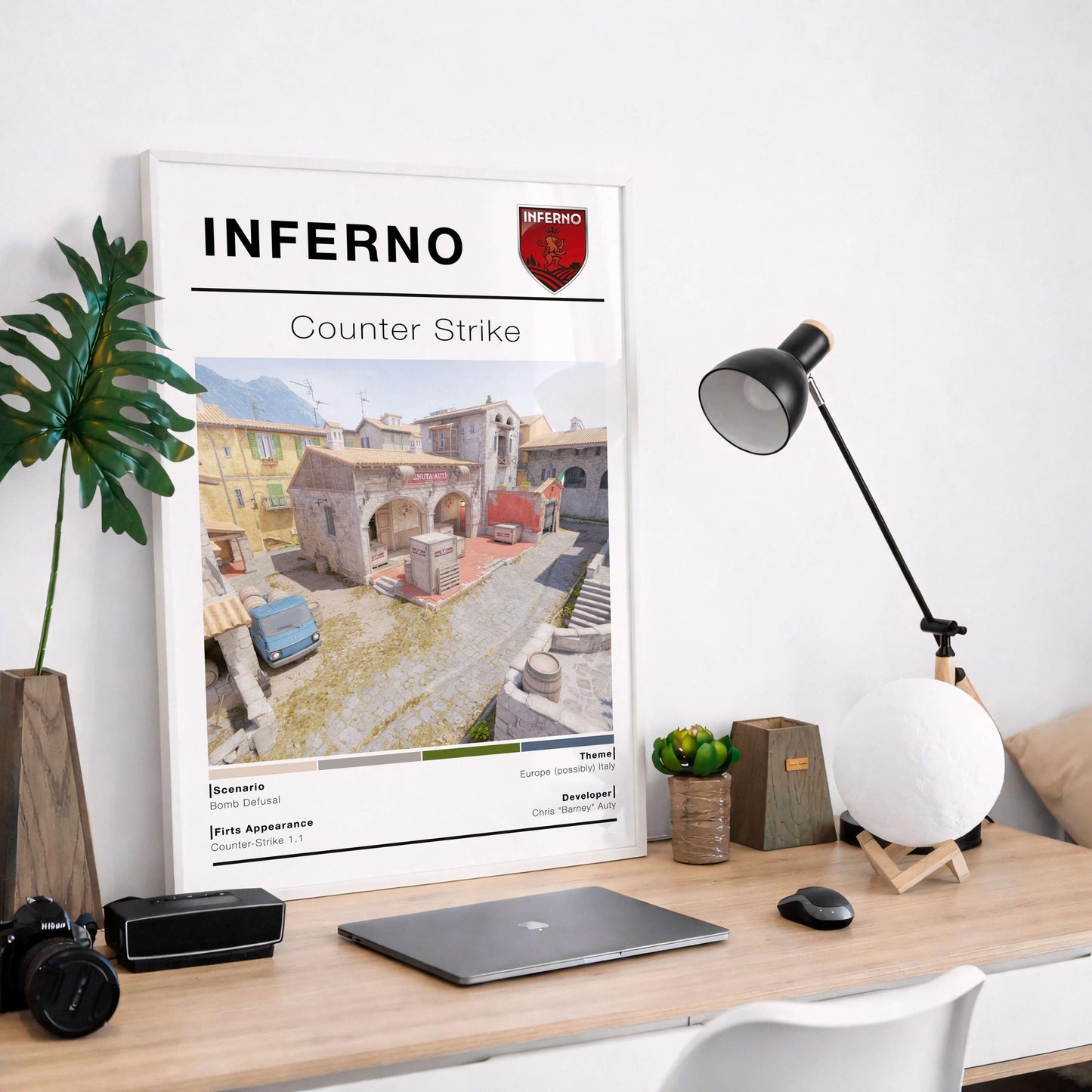 Poster Map Inferno Csgo, Gaming Room Wall Decor, Wall art Gamer