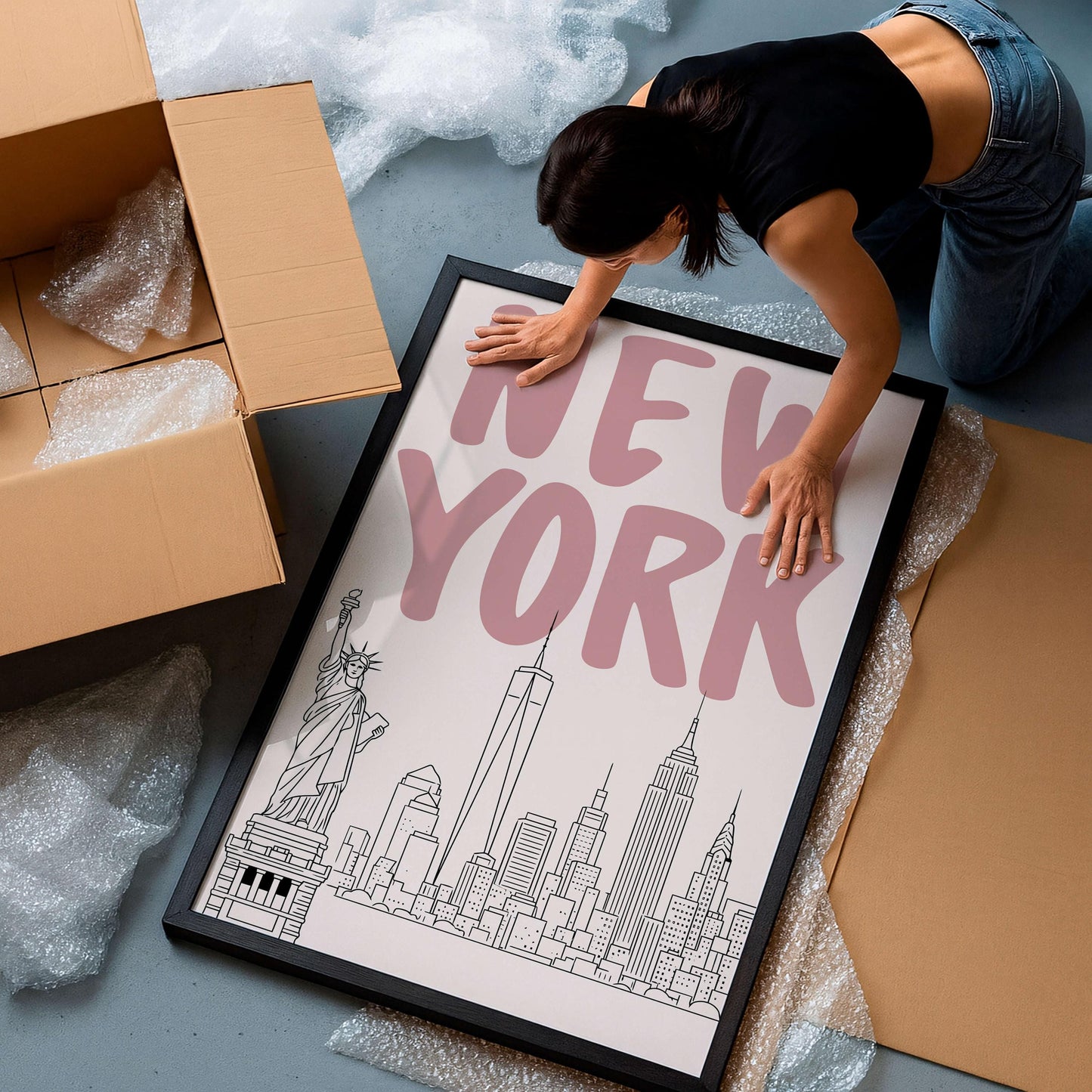 New York City Skyline Art Print, Minimal Nyc Wall Art Poster