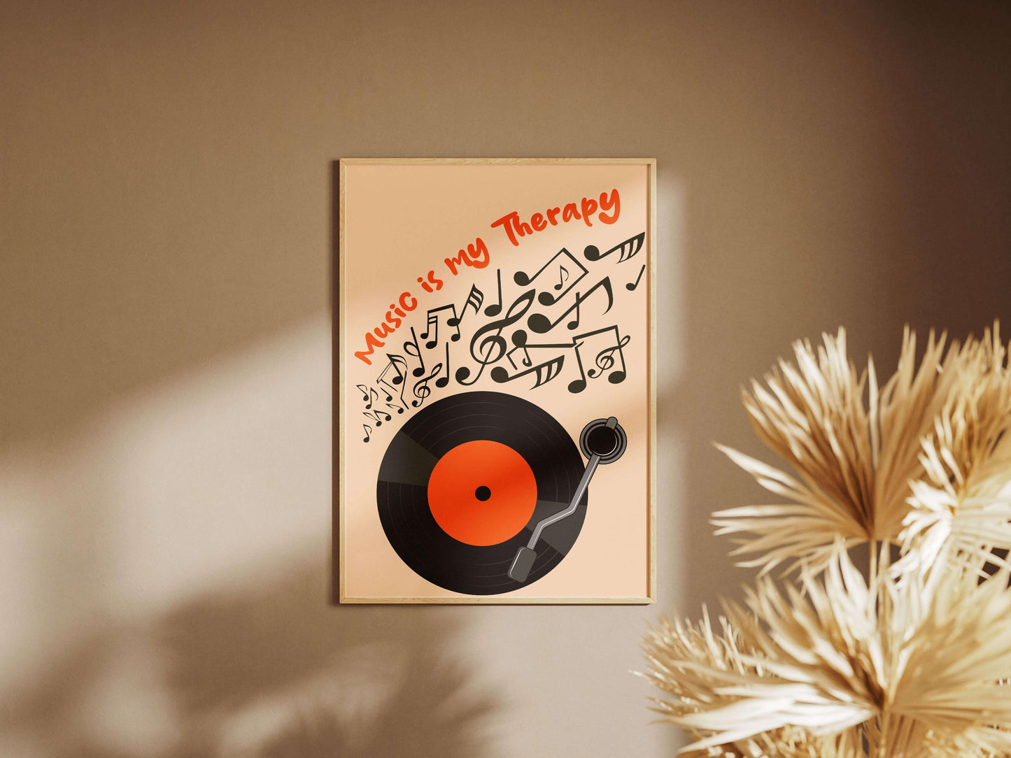 Retro Vinyl Record Music Therapy Poster, Decoration Room Office