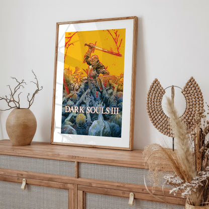 Dark Fantasy Battle Poster, Medieval Warrior Wall Art, Action Scene Print