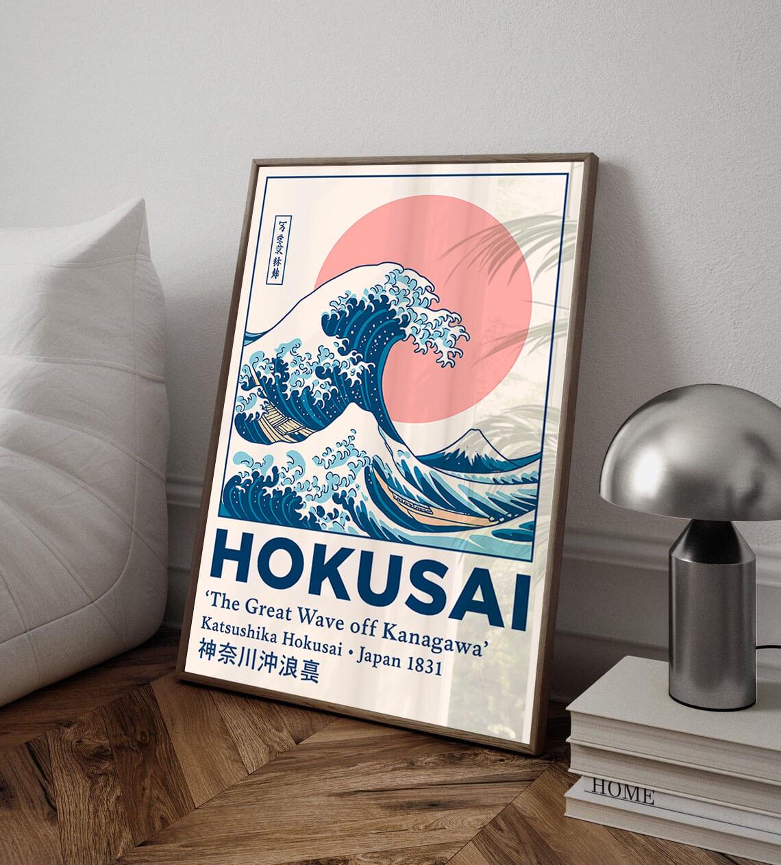 Wave Kanagawa Japanese Art Print, Ukiyoe Ocean Sunrise, Poster