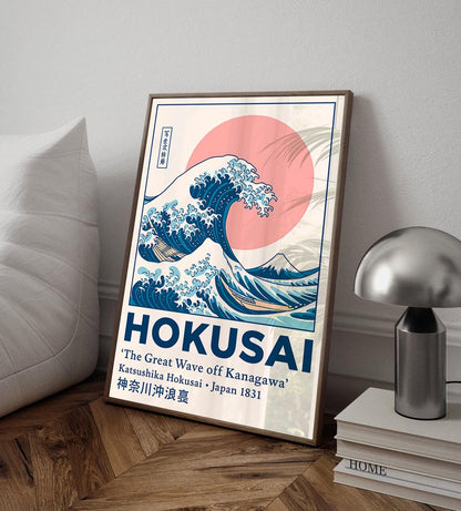 Wave Kanagawa Japanese Art Print, Ukiyoe Ocean Sunrise, Poster