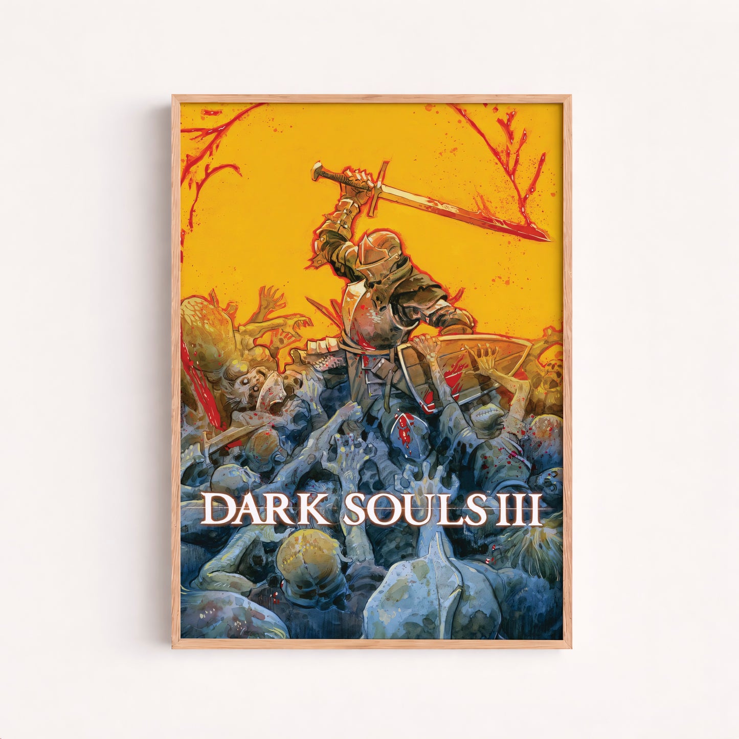 Dark Fantasy Battle Poster, Medieval Warrior Wall Art, Action Scene Print