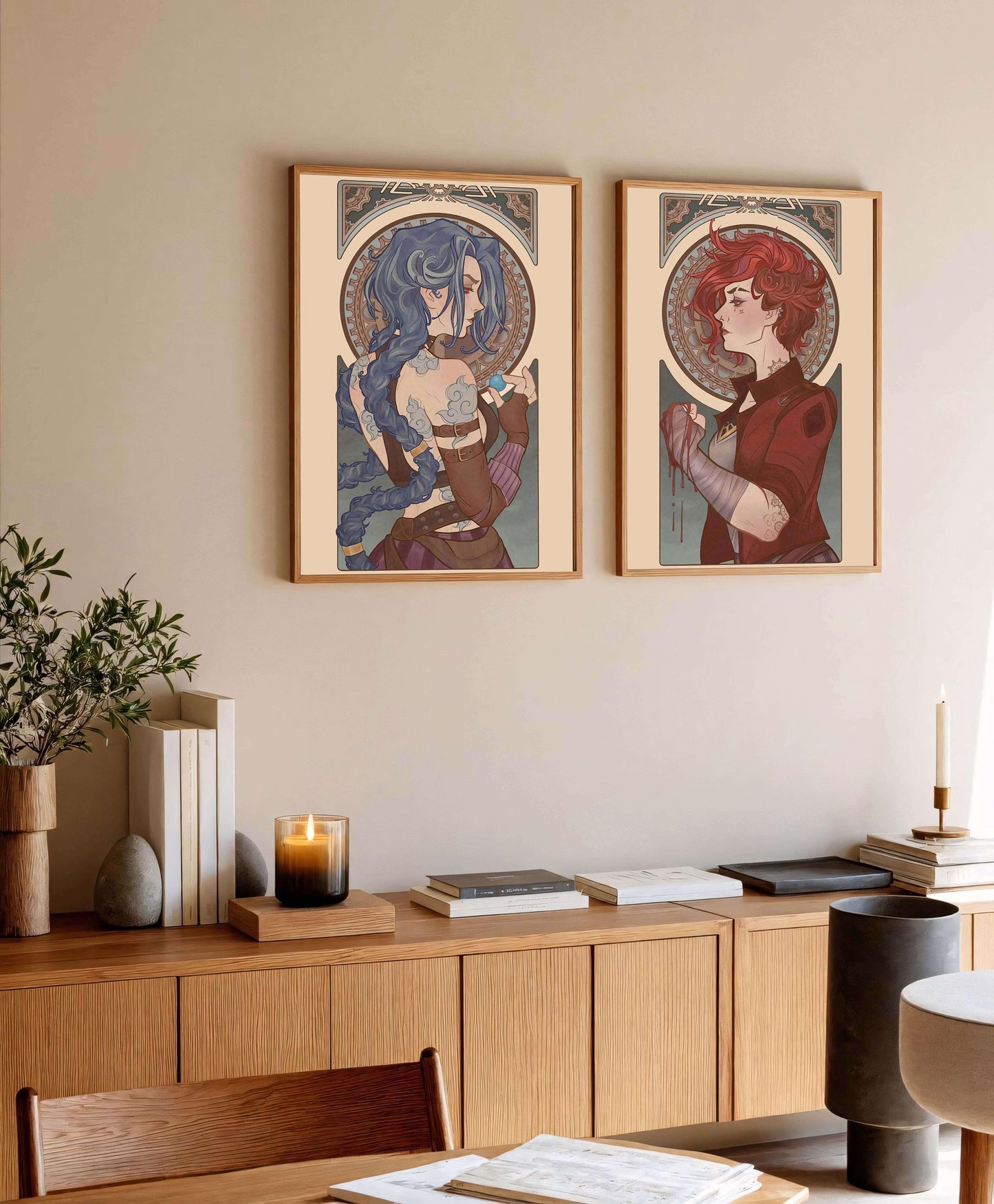 Arcane Retro Poster, Tv Serie Wall Art,  Jinx & VI Wall Decor