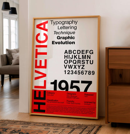Helvetica Typography Poster, Modernist Graphic Design Print, Swiss Style Alphabet Layout