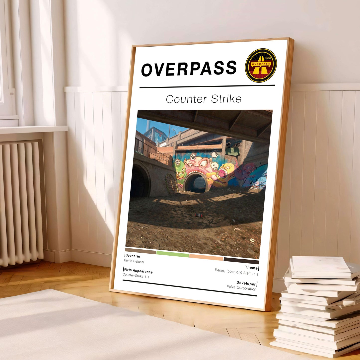 Poster Csgo Map Overpass, Minimalist Vertical, Gaming Room Decor,
