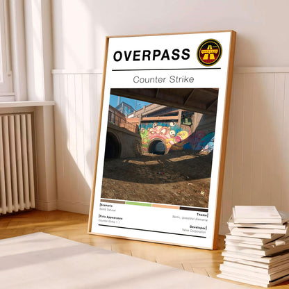 Poster Csgo Map Overpass, Minimalist Vertical, Gaming Room Decor,