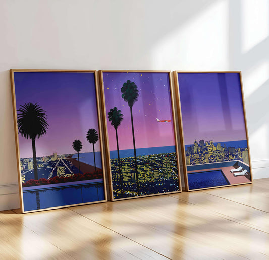 Hiroshi Nagai Set Of 3 Poster, Japanese Retro Poster, Wall Art Prints, Wall Decor