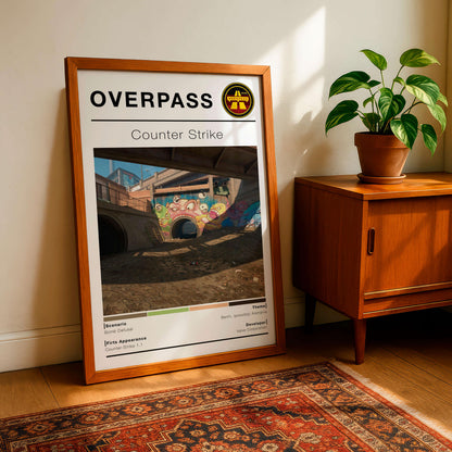 Poster Csgo Map Overpass, Minimalist Vertical, Gaming Room Decor,