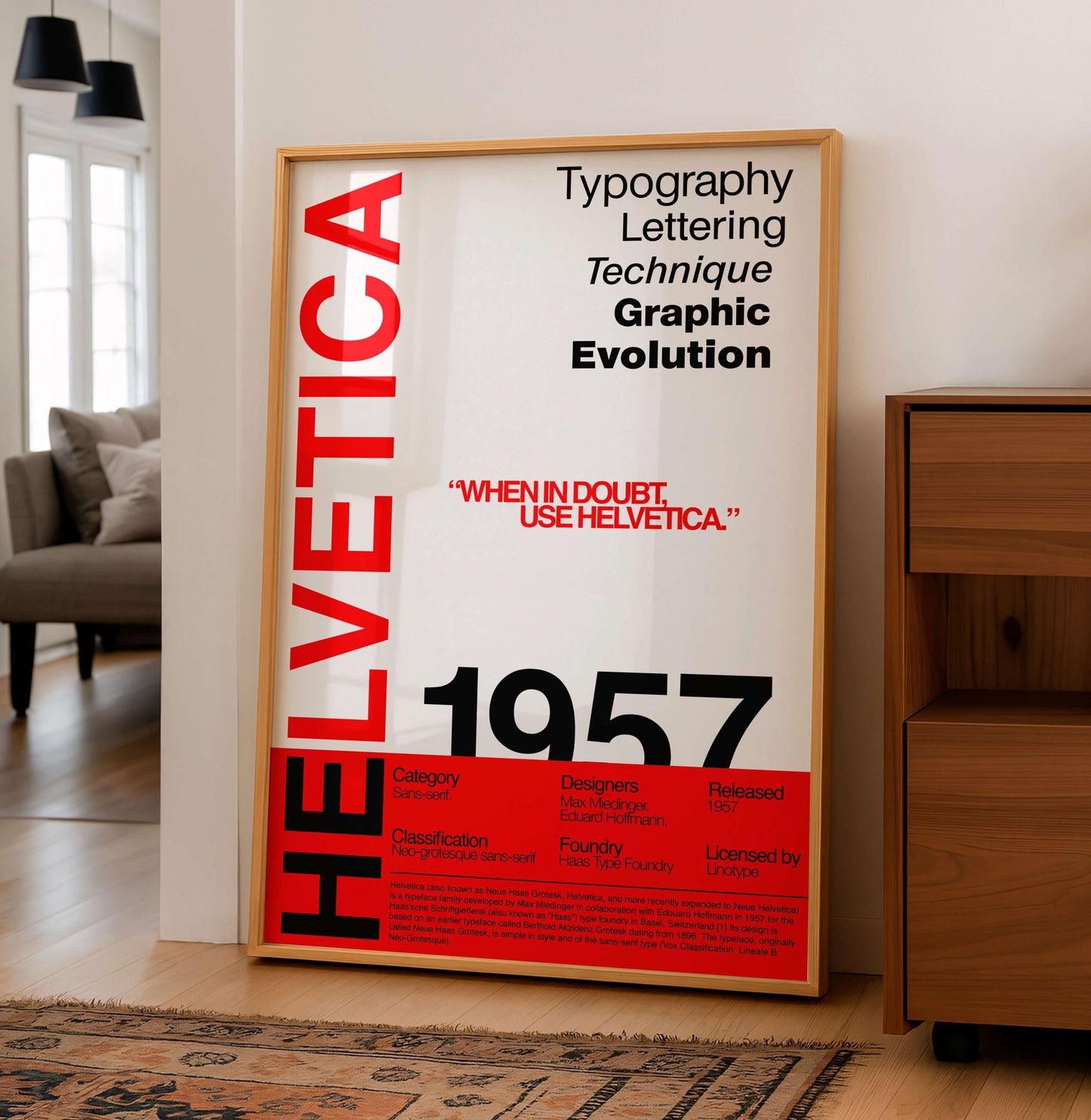 Helvetica Typography Poster, Modernist Graphic Design Print, Swiss Style Alphabet Layout