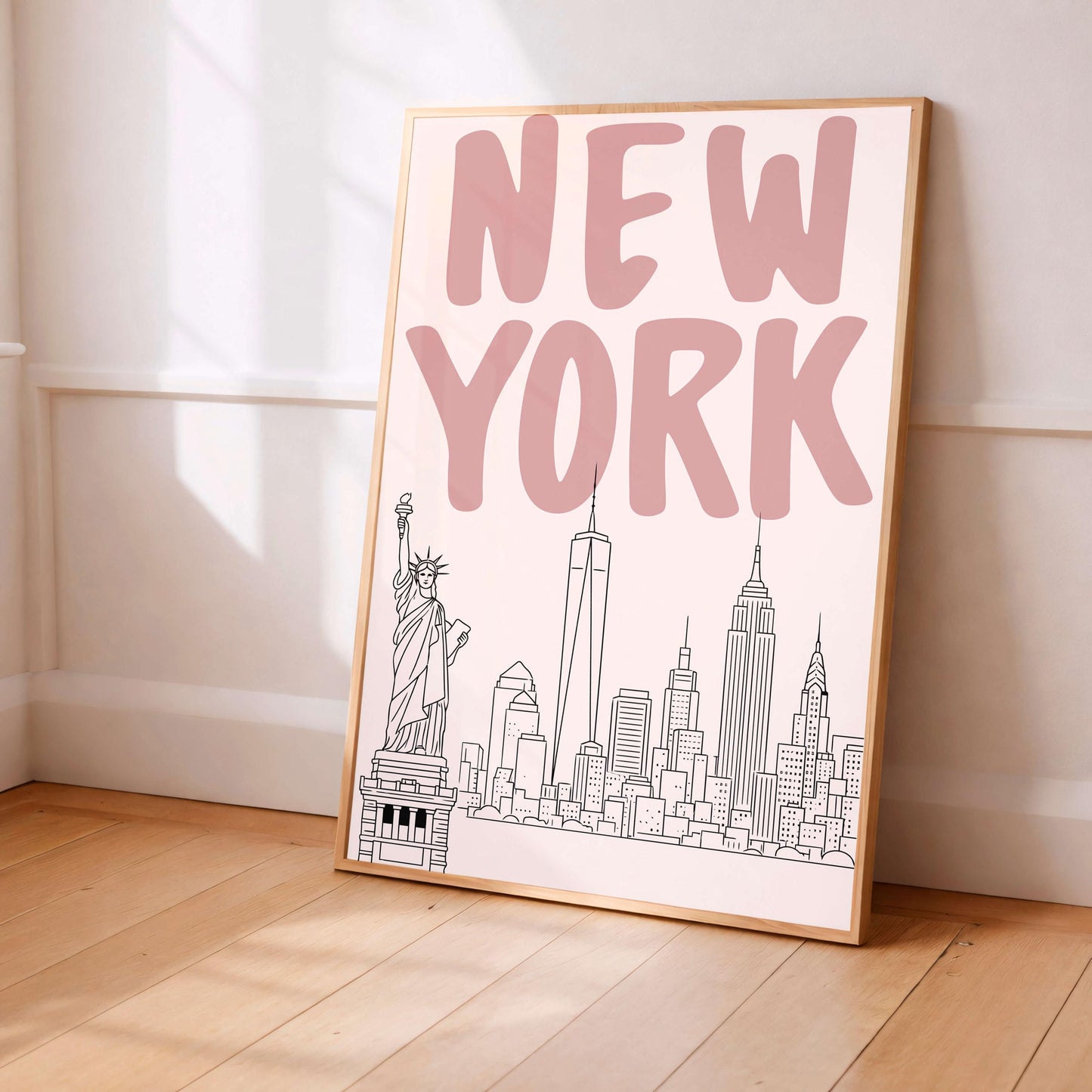 New York City Skyline Art Print, Minimal Nyc Wall Art Poster
