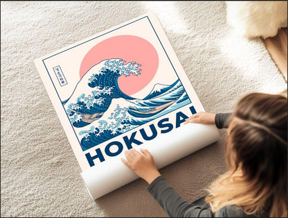 Wave Kanagawa Japanese Art Print, Ukiyoe Ocean Sunrise, Poster
