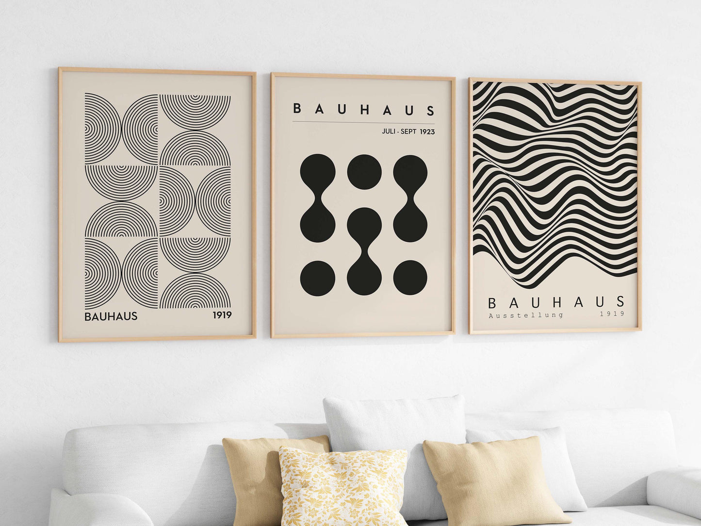 Bauhaus Wall Art Set 3 Retro Abstract Exhibition Posters