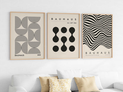 Bauhaus Wall Art Set 3 Retro Abstract Exhibition Posters