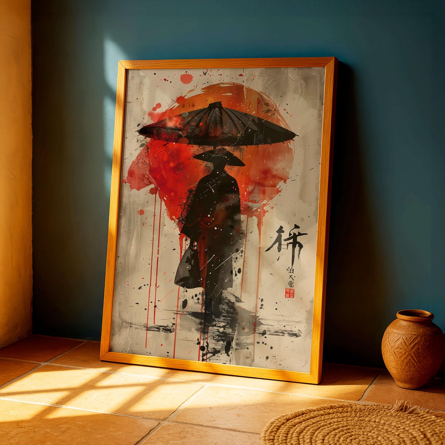 Samurai Poster, Japanese Warrior Wall Art, Modern Asian Decor