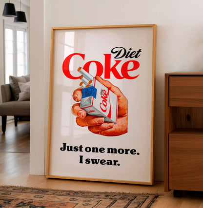 Diet Coke Poster, Minimalist Drink Print, Funny Diet Soda Lover Gift