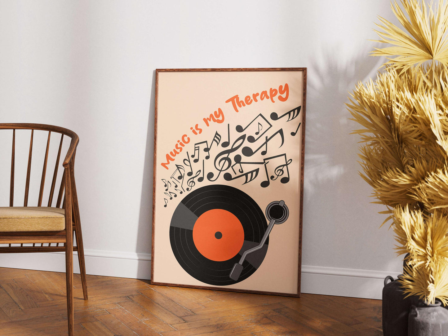 Retro Vinyl Record Music Therapy Poster, Decoration Room Office