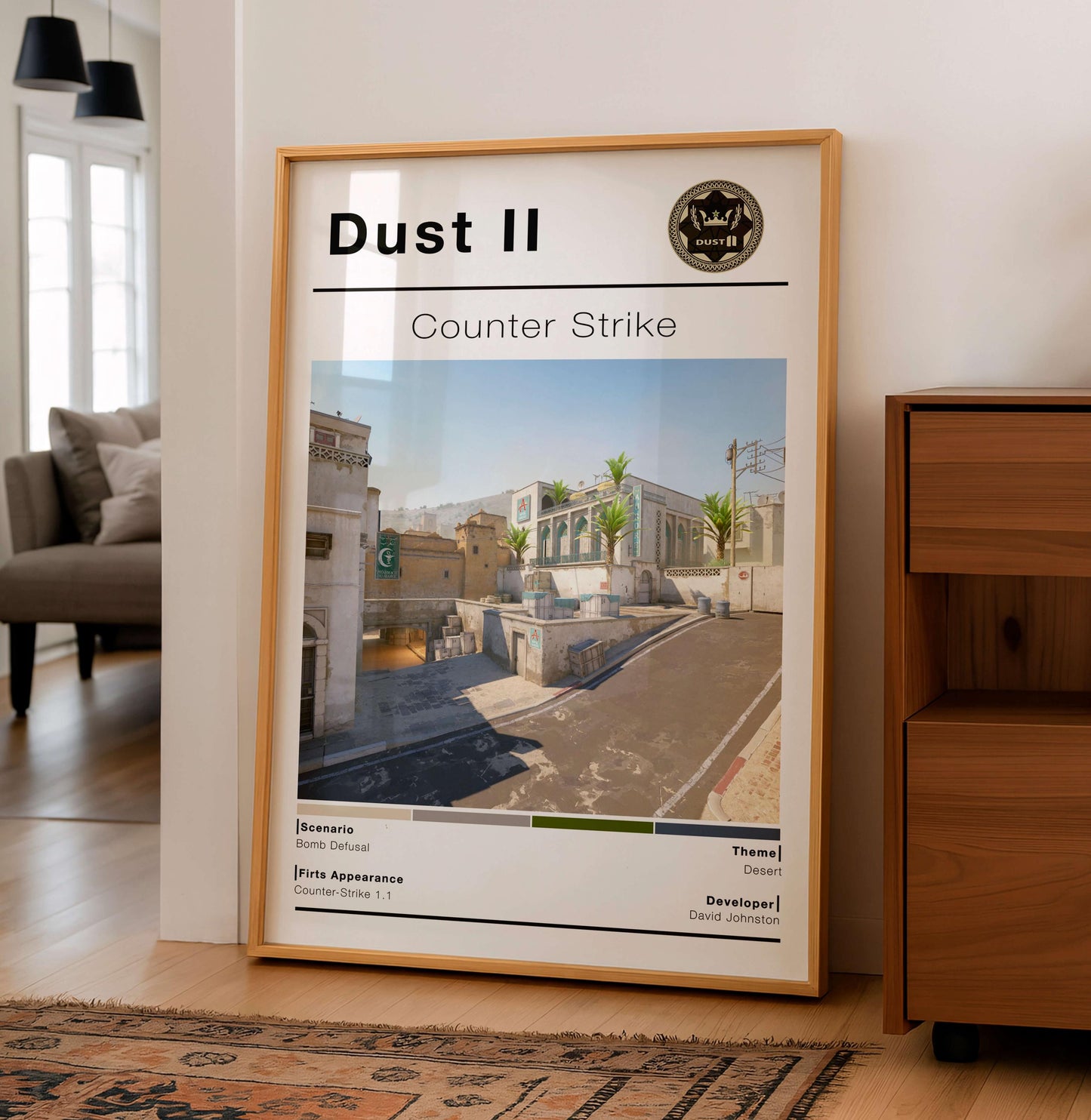 Csgo Tactical Desert Map Poster, Minimalist Fps Game Wall Art, Gaming Room Decor