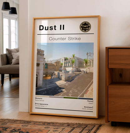 Csgo Tactical Desert Map Poster, Minimalist Fps Game Wall Art, Gaming Room Decor