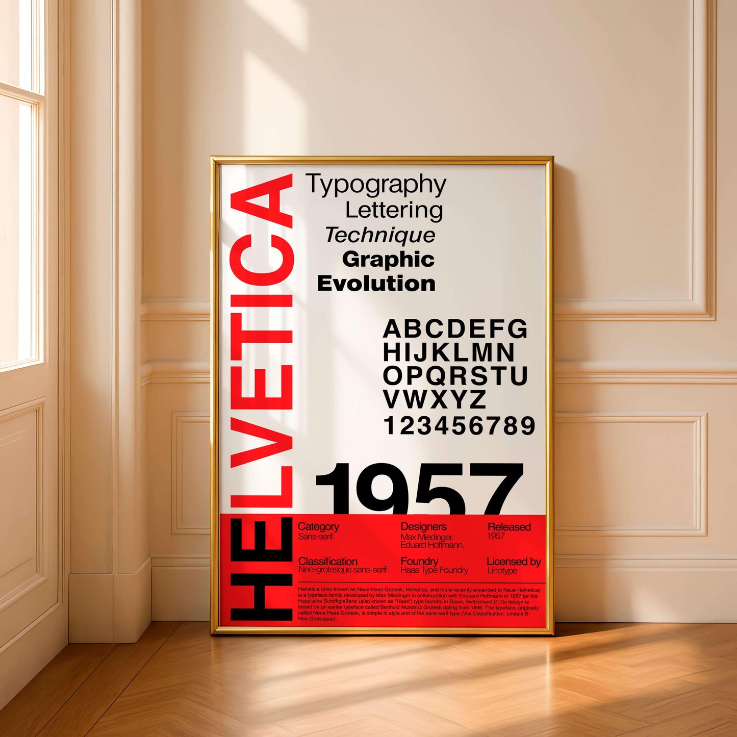 Helvetica Typography Poster, Modernist Graphic Design Print, Swiss Style Alphabet Layout
